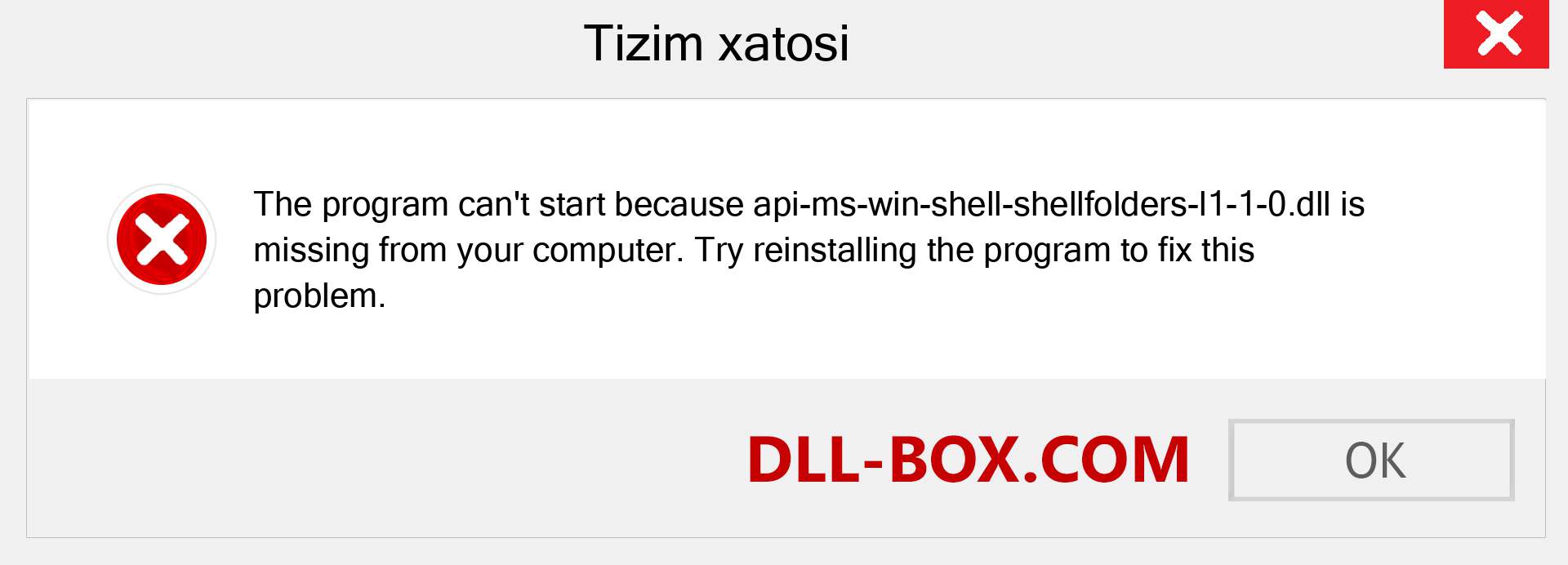 api-ms-win-shell-shellfolders-l1-1-0.dll fayli yo'qolganmi?. Windows 7, 8, 10 uchun yuklab olish - Windowsda api-ms-win-shell-shellfolders-l1-1-0 dll etishmayotgan xatoni tuzating, rasmlar, rasmlar